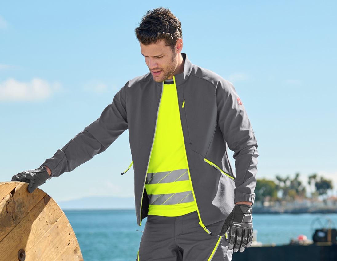 Work Jackets: Softshell jacket e.s.ambition + anthracite/high-vis yellow 3