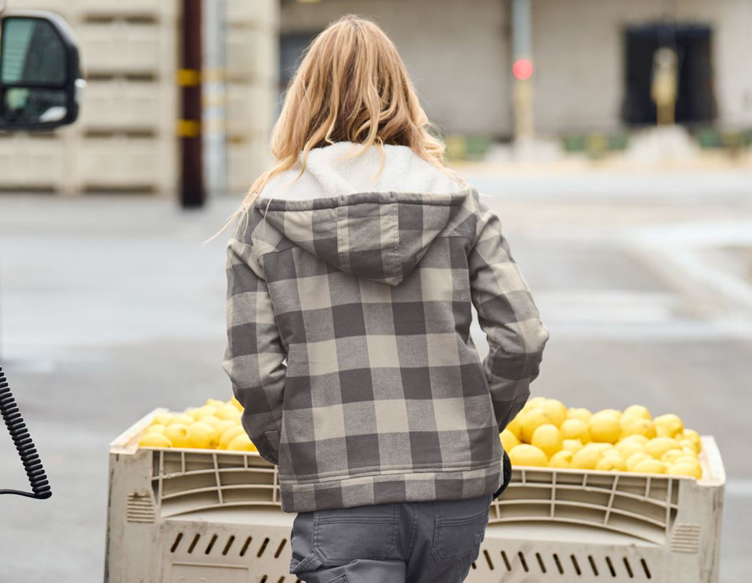 Work Jackets: Check-hooded jacket e.s.iconic, ladies' + dolphingrey/carbongrey 2