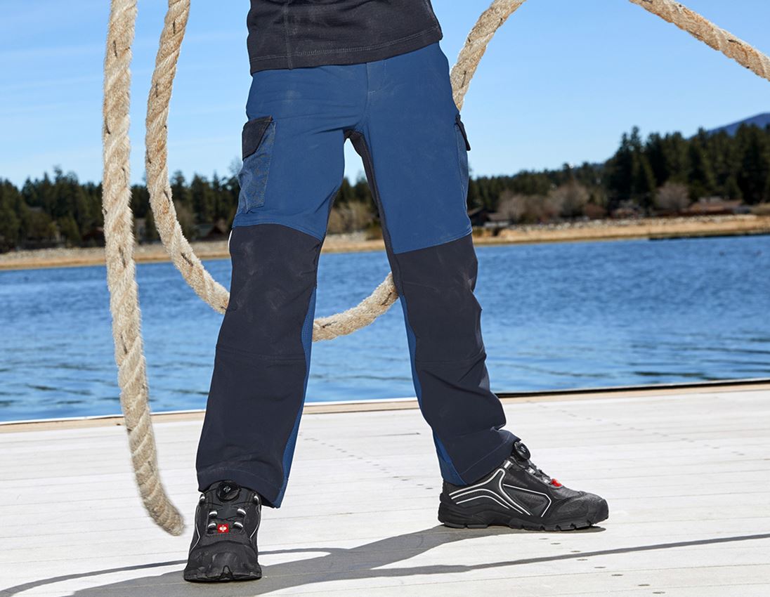 Trousers: Funct. cargo trousers e.s.dynashield, children's + cobalt/pacific
