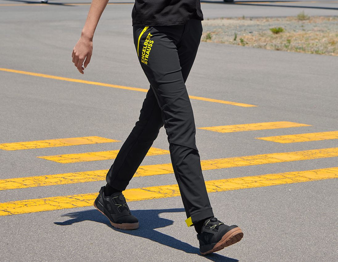 Work Trousers: Functional trousers e.s.trail, ladies' + black/acid yellow 2