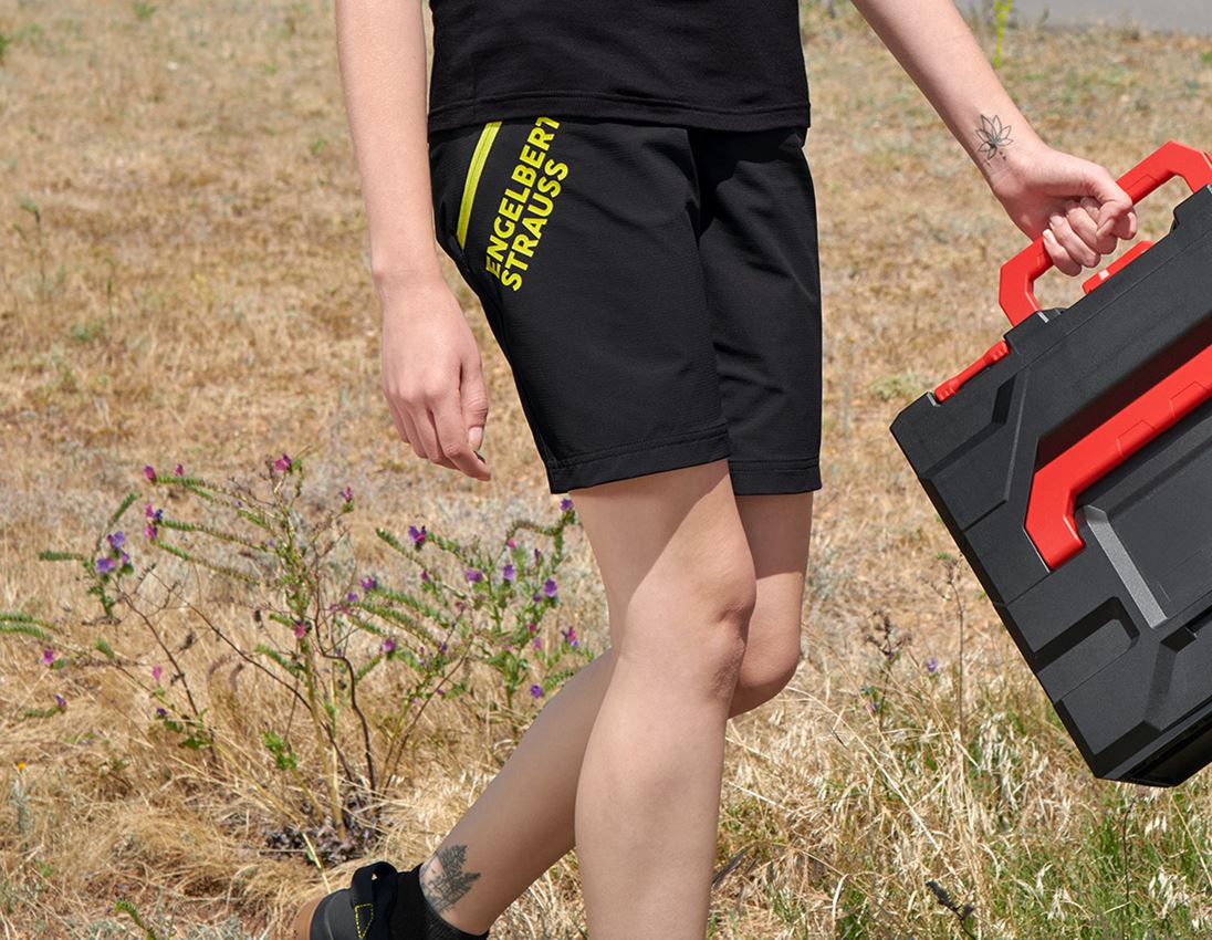 Clothing: Functional shorts e.s.trail, ladies' + black/acid yellow