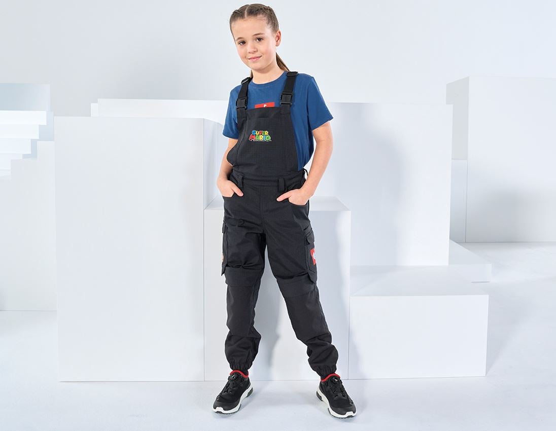 Trousers: Super Mario Bib & Brace, children's + black