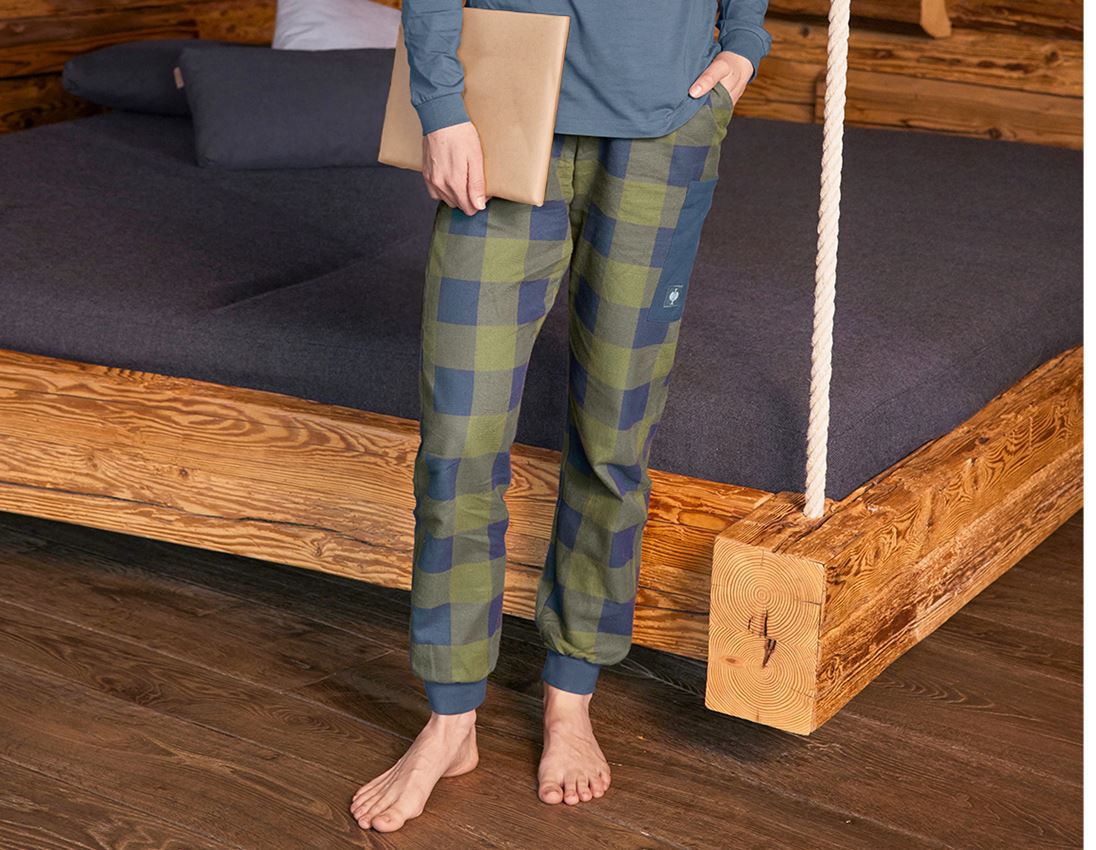 Accessories: e.s. Pyjama Trousers, ladies' + mountaingreen/oxidblue