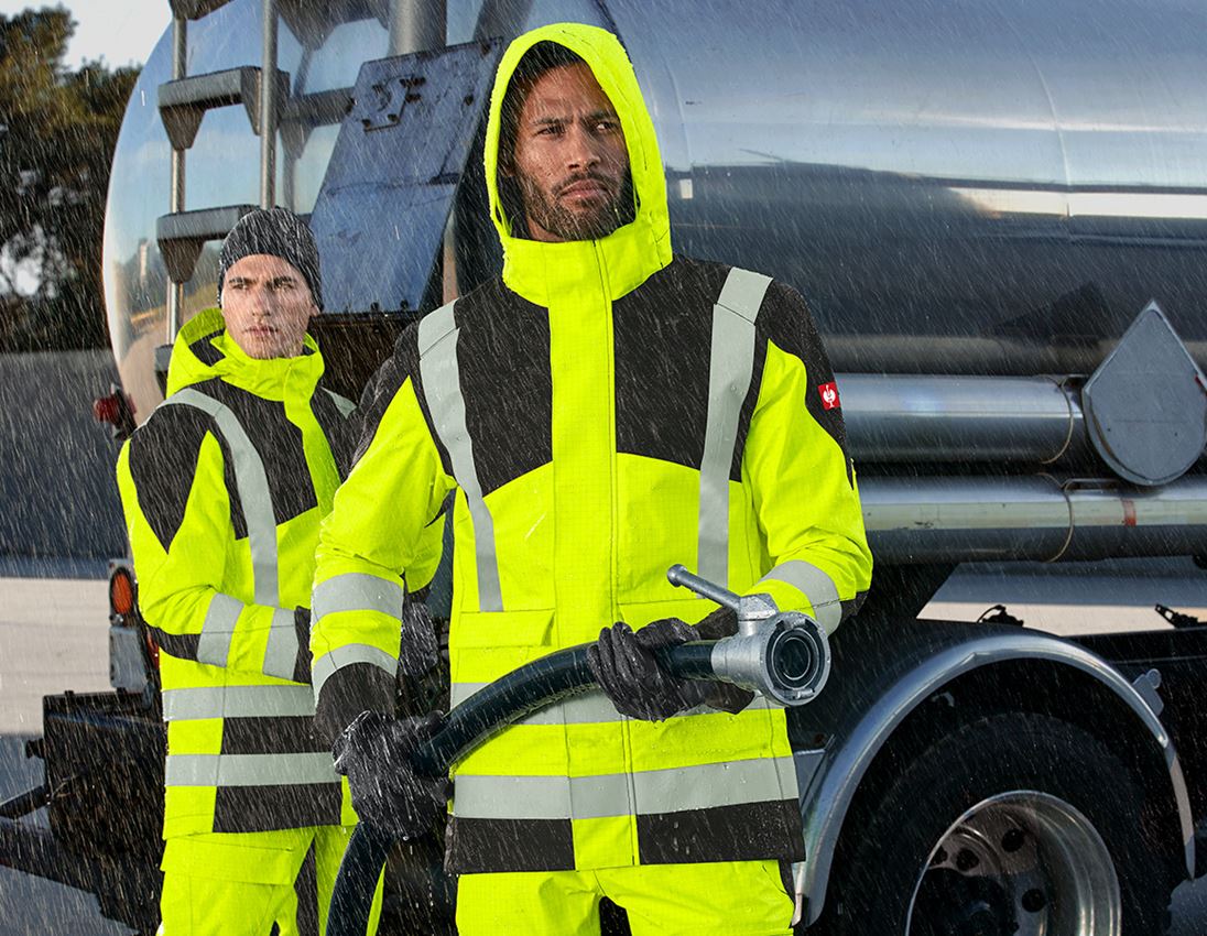 Work Jackets: e.s. Weatherproof jacket multinorm high-vis + high-vis yellow/black