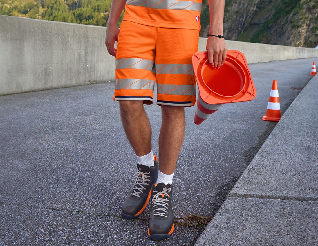 Work Trousers: High-vis functional shorts e.s.ambition + high-vis orange/navy 1