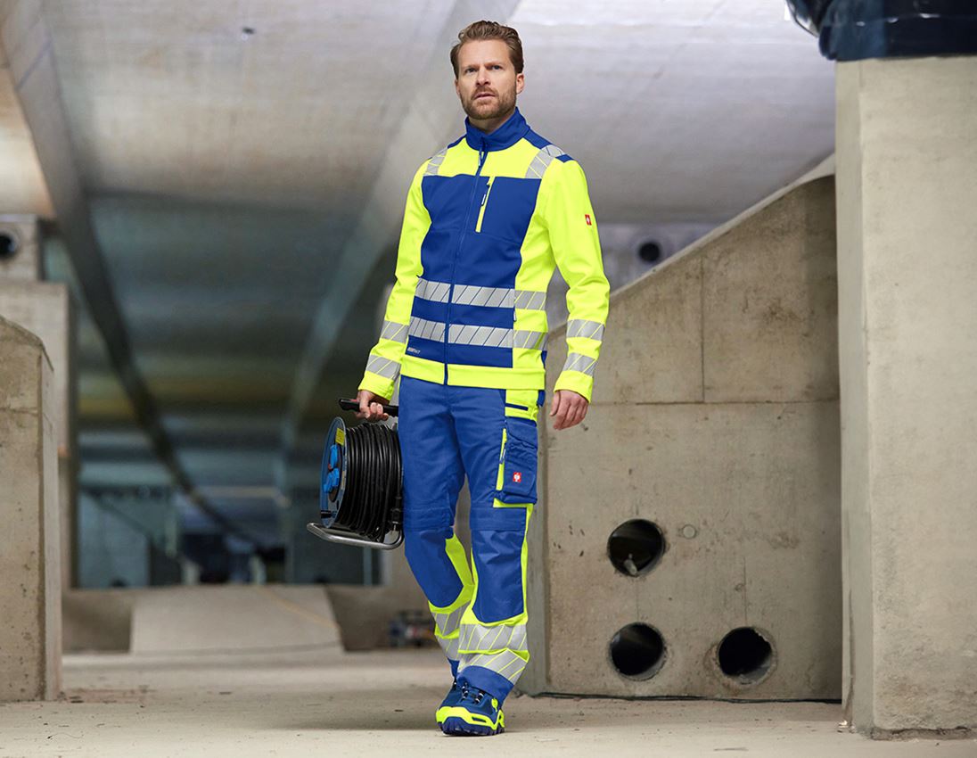 Work Jackets: High-vis softshell jacket e.s.motion 24/7 + royal/high-vis yellow 3