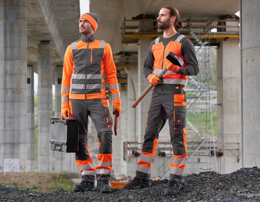 Work Jackets: High-vis softshell jacket e.s.motion 24/7 + anthracite/high-vis orange 6