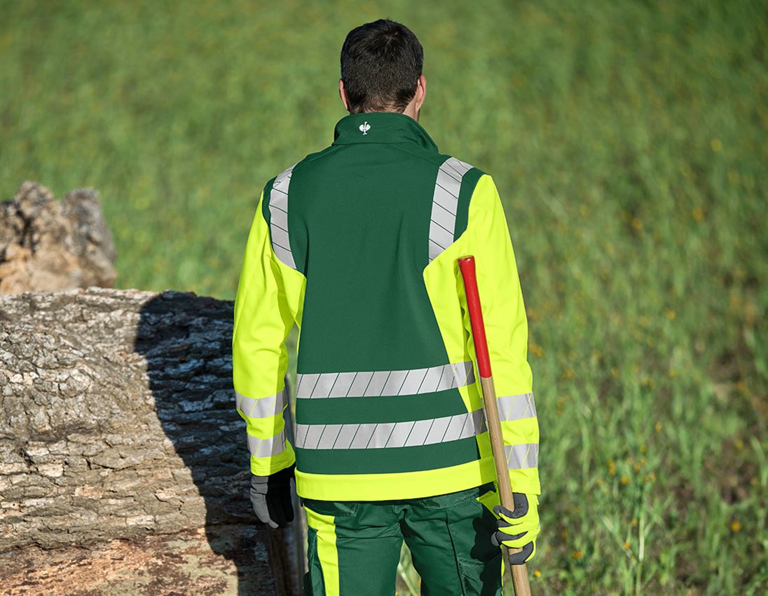 Work Jackets: High-vis softshell jacket e.s.motion 24/7 + green/high-vis yellow 1