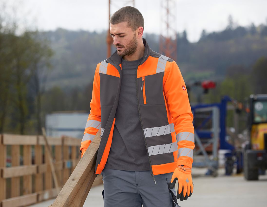 Topics: High-vis softshell jacket e.s.motion 24/7 + anthracite/high-vis orange 1