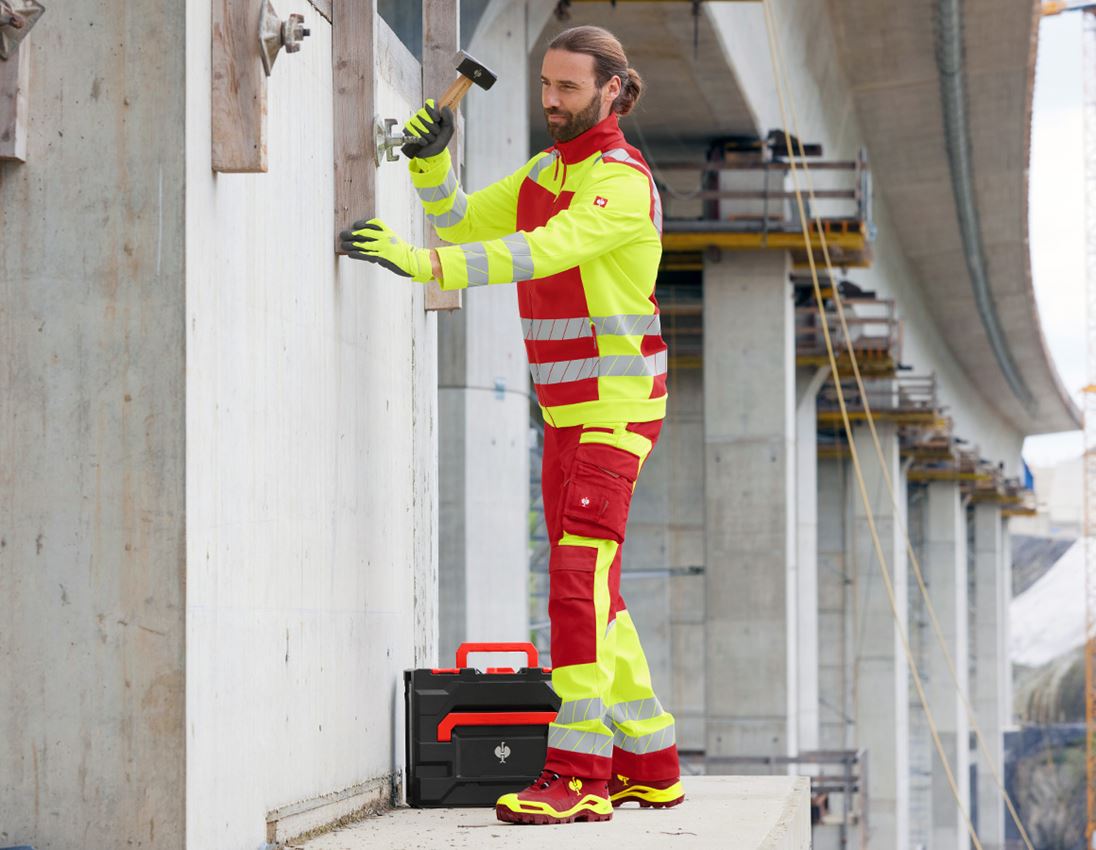 Work Trousers: High-vis trousers e.s.motion 24/7 + red/high-vis yellow 3