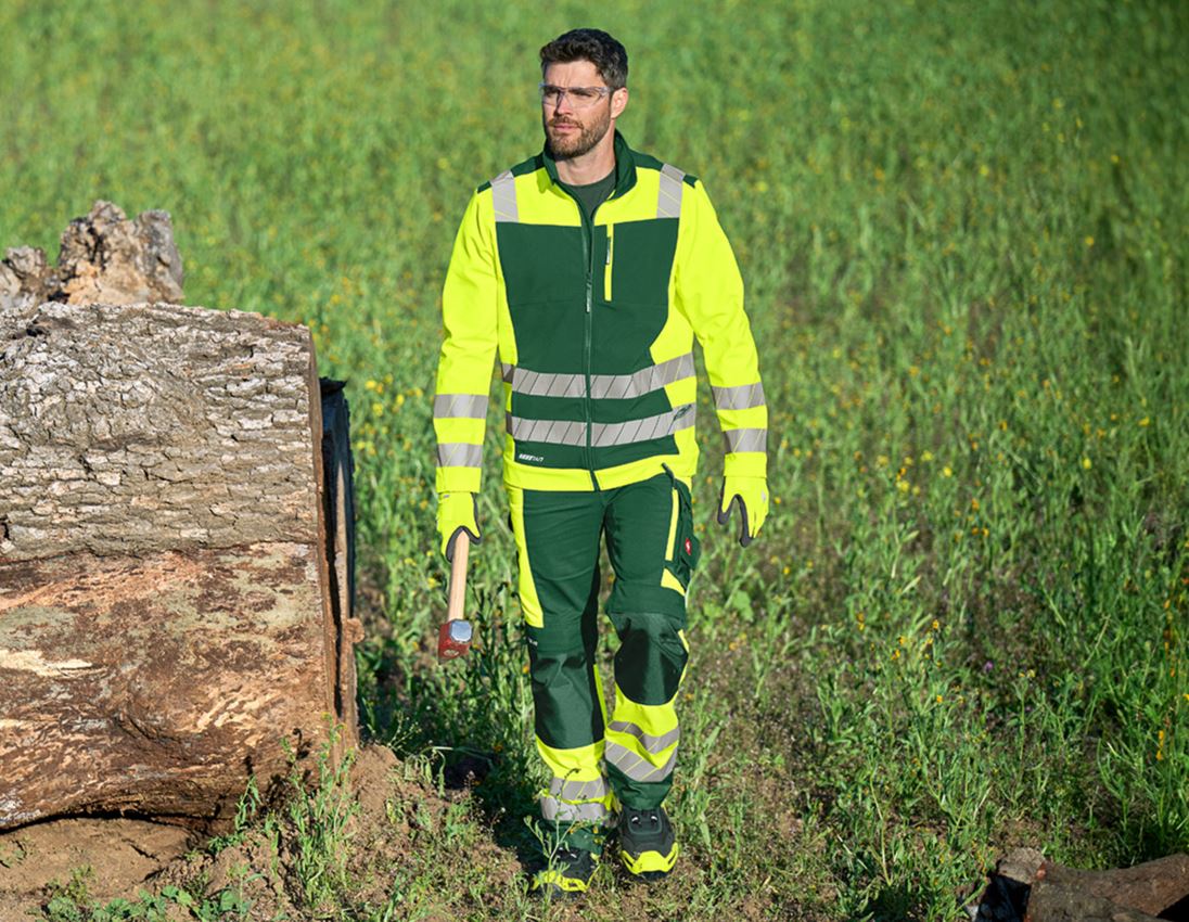 Work Trousers: High-vis trousers e.s.motion 24/7 + green/high-vis yellow 3