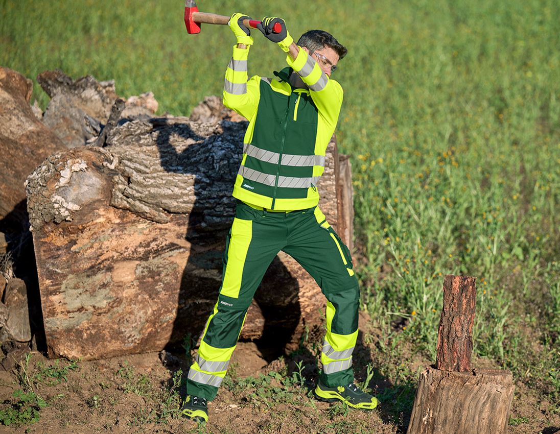 Work Trousers: High-vis trousers e.s.motion 24/7 + green/high-vis yellow 4