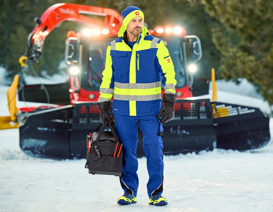 Clothing: High-vis winter softshell jacket e.s.motion 24/7 + royal/high-vis yellow 1