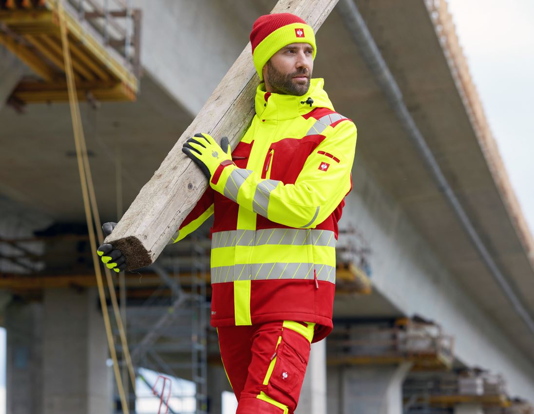 Clothing: High-vis winter softshell jacket e.s.motion 24/7 + red/high-vis yellow 2