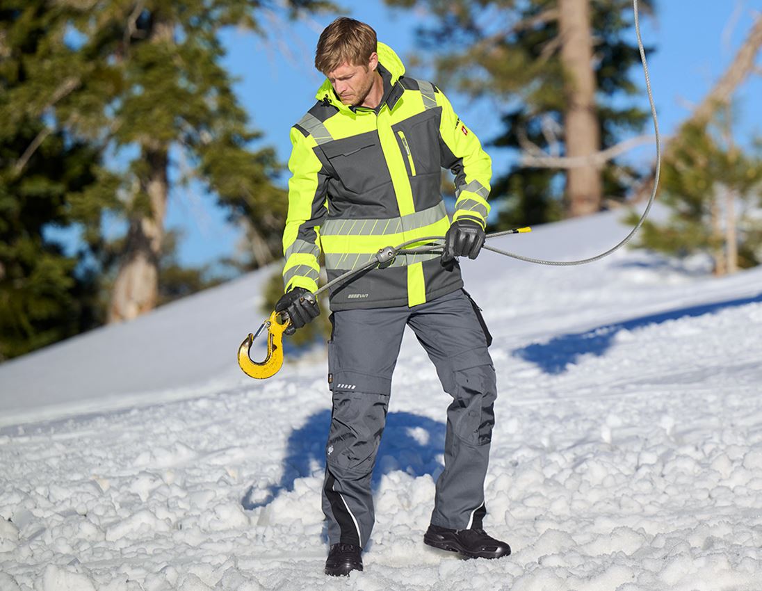 Work Jackets: High-vis winter softshell jacket e.s.motion 24/7 + anthracite/high-vis yellow 4