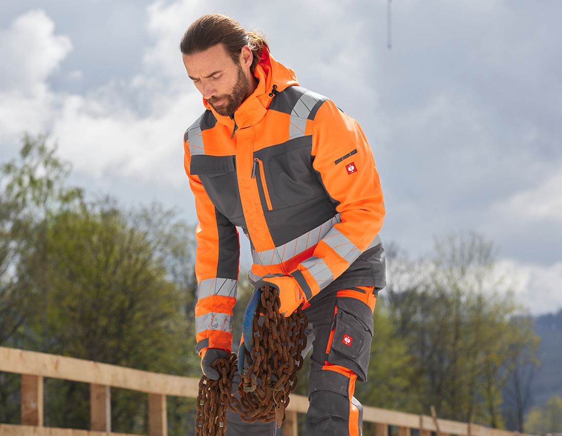 Work Jackets: High-vis winter softshell jacket e.s.motion 24/7 + anthracite/high-vis orange 4