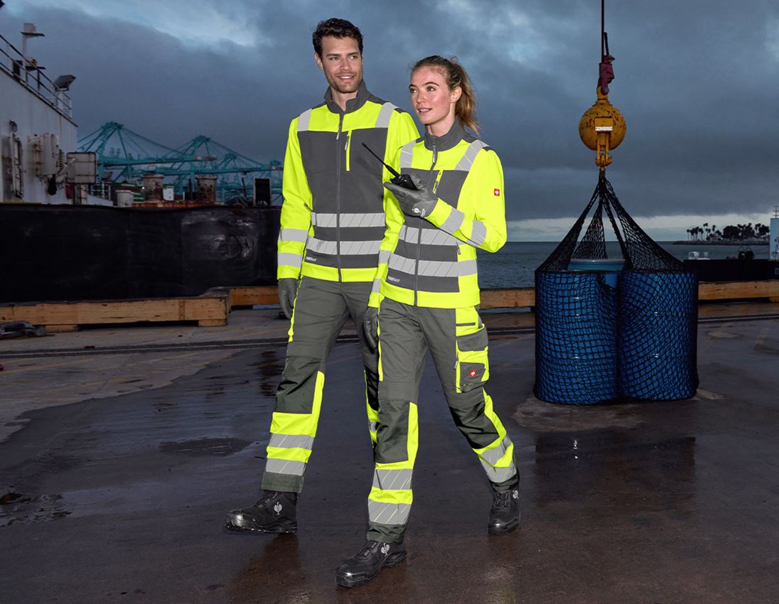 Work Jackets: High-vis softshell jacket e.s.motion 24/7, ladies' + anthracite/high-vis yellow 3