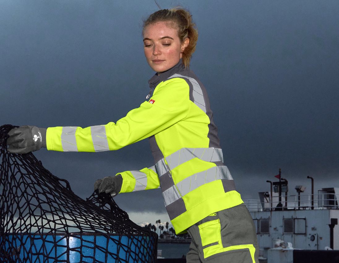 Work Jackets: High-vis softshell jacket e.s.motion 24/7, ladies' + anthracite/high-vis yellow 2