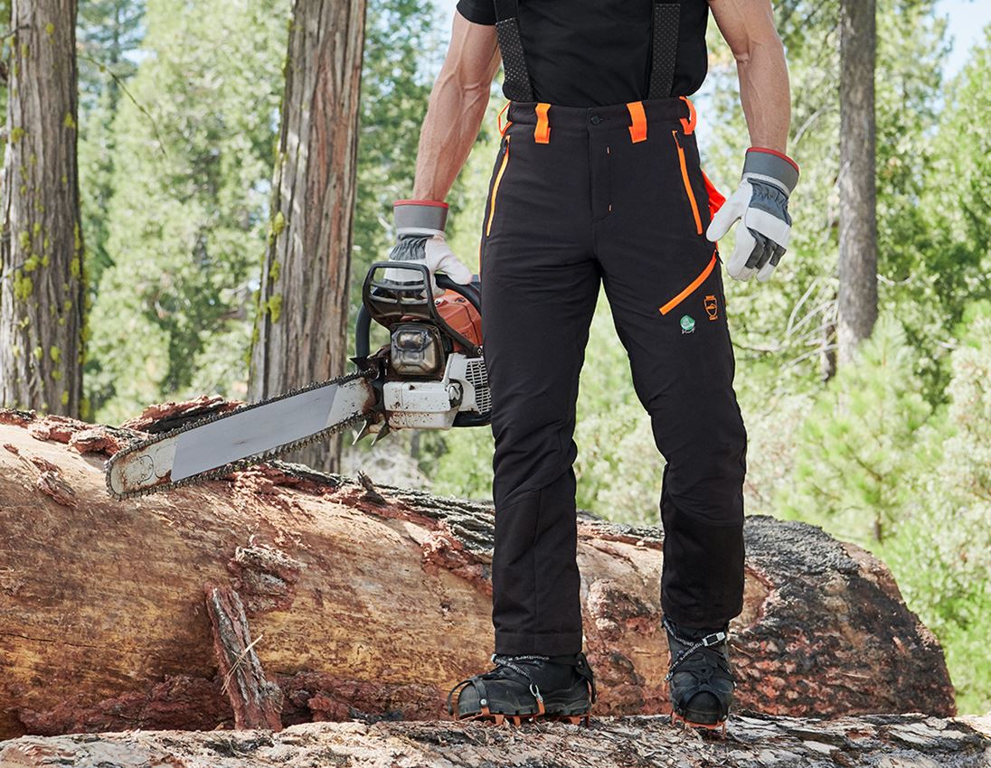 Gardening / Forestry / Farming: Cut protection trousers e.s.vision + black/high-vis orange