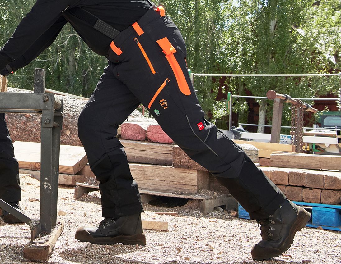 Gardening / Forestry / Farming: Cut protection trousers e.s.vision + black/high-vis orange 1