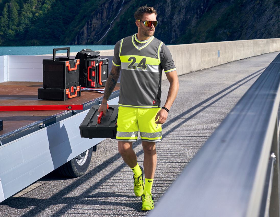 Work Trousers: Reflex functional shorts e.s.ambition + high-vis yellow/anthracite 3