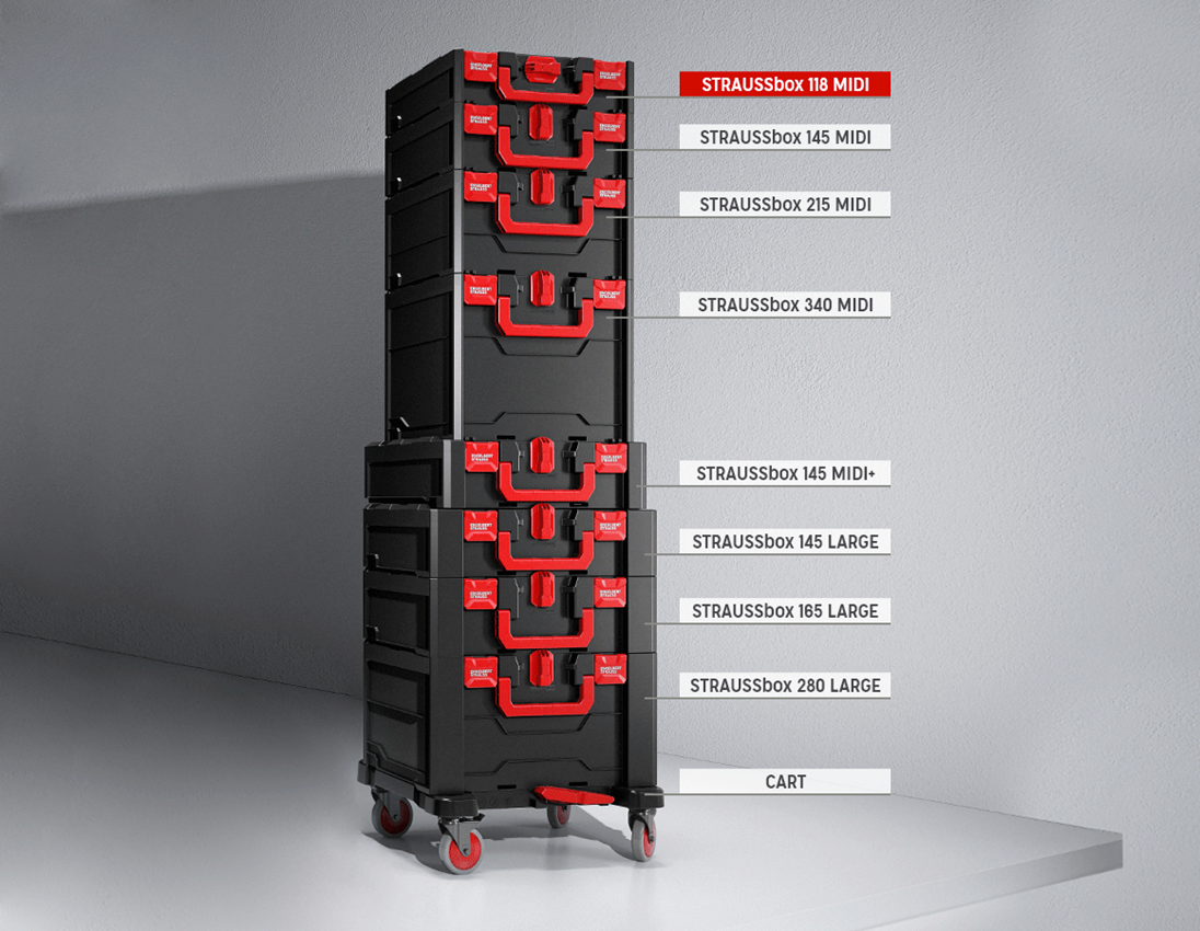 STRAUSSbox System: Socket wrench set 1/2" long in STRAUSSbox 118 midi 1