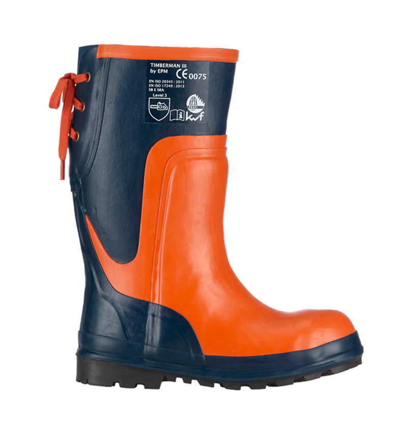 Forestry / Cut Protection Clothing: SB Forestry safety boots Timberman III + blue/orange