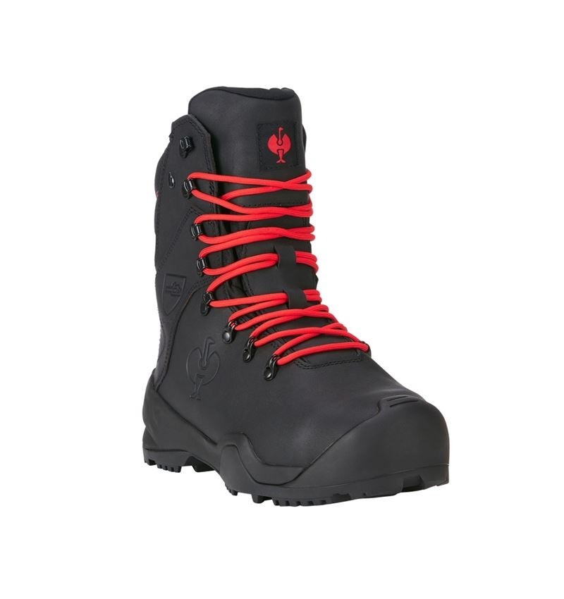 Footwear: S6 Forestry safety boots e.s. Kufstein high + black/straussred 5