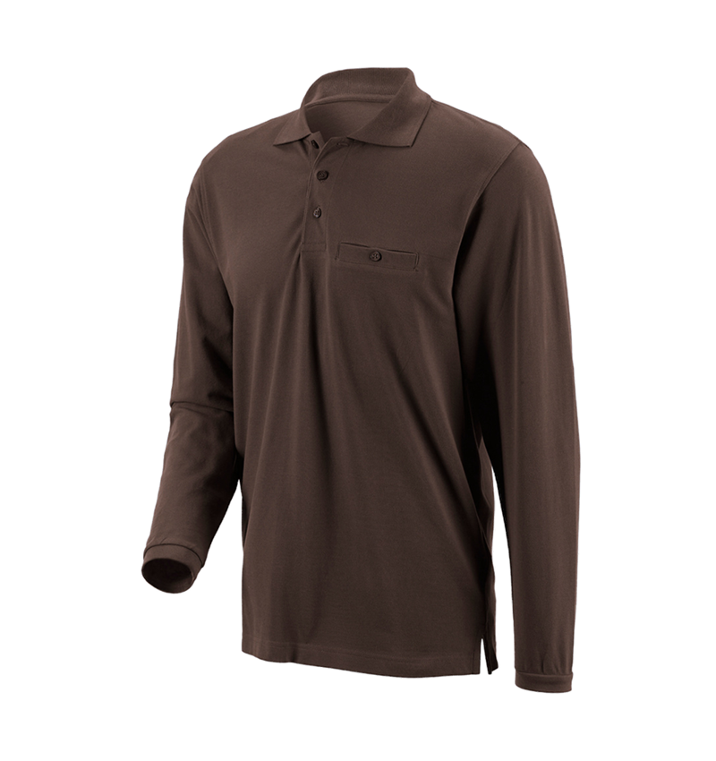 Joiners / Carpenters: e.s. Long sleeve polo cotton Pocket + chestnut 1