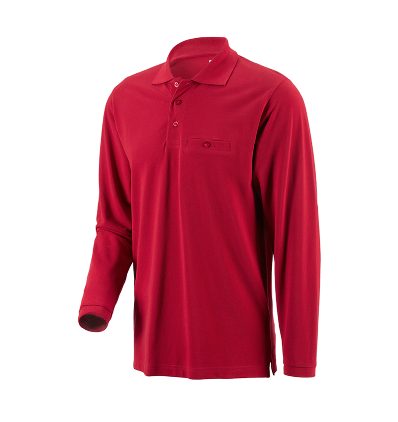 Joiners / Carpenters: e.s. Long sleeve polo cotton Pocket + red 1