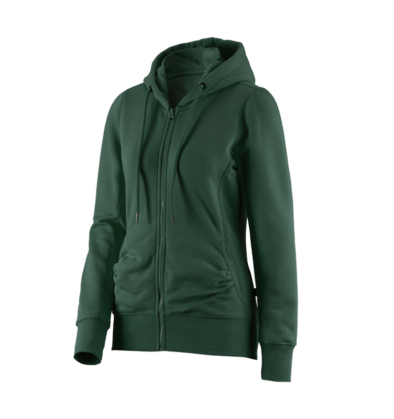 Shirts, Pullover & more: e.s. Hoody sweatjacket poly cotton, ladies' + green