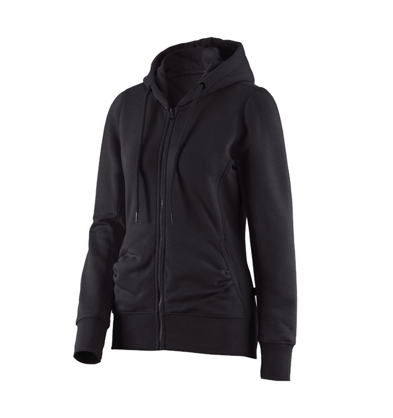 Shirts, Pullover & more: e.s. Hoody sweatjacket poly cotton, ladies' + black