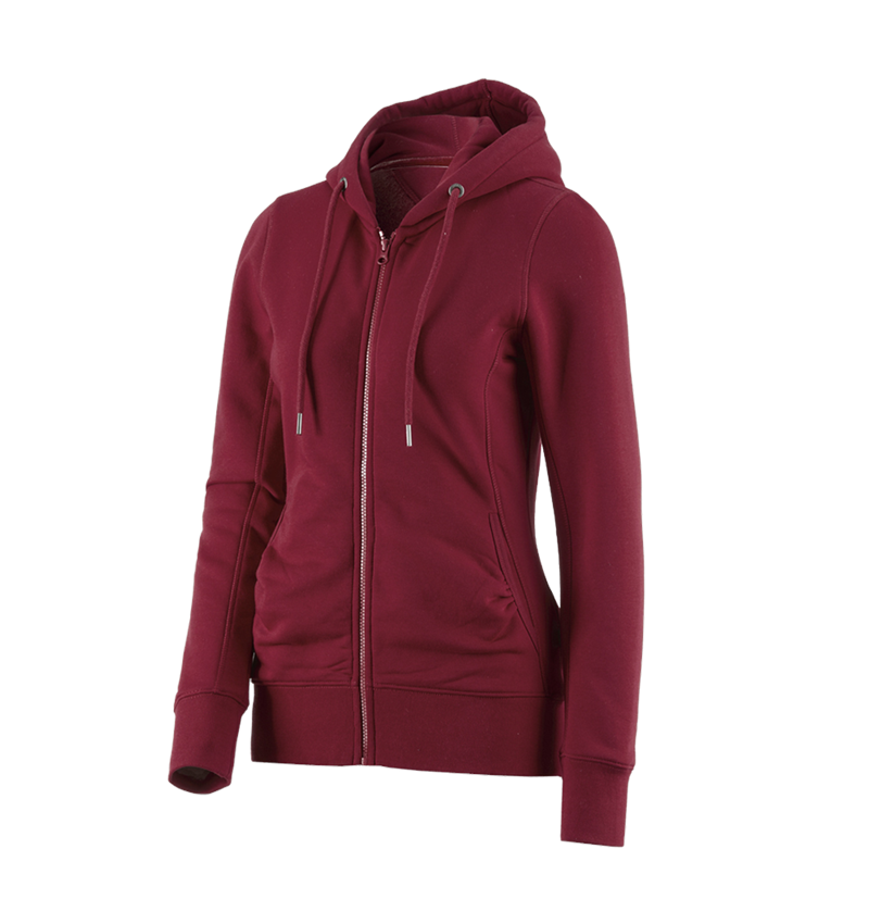 Shirts, Pullover & more: e.s. Hoody sweatjacket poly cotton, ladies' + bordeaux
