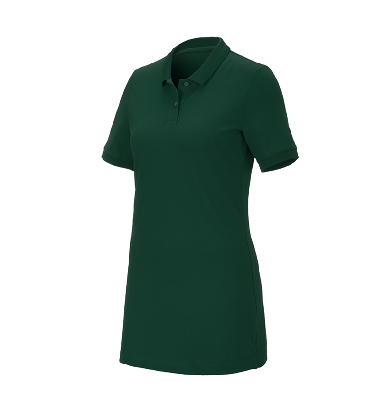 Gardening / Forestry / Farming: e.s. Pique-Polo cotton stretch, ladies', long fit + green 2
