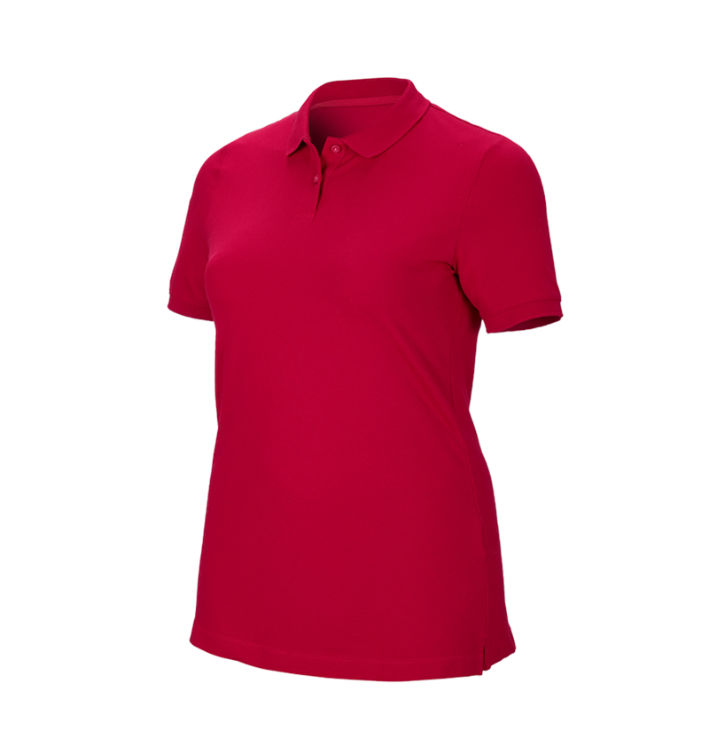 Topics: e.s. Pique-Polo cotton stretch, ladies', plus fit + fiery red 2