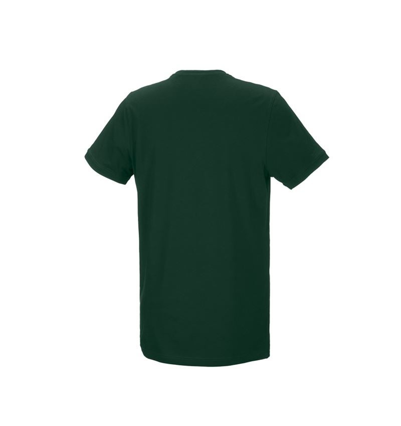 e.s. T-shirt cotton stretch, long fit green | Strauss