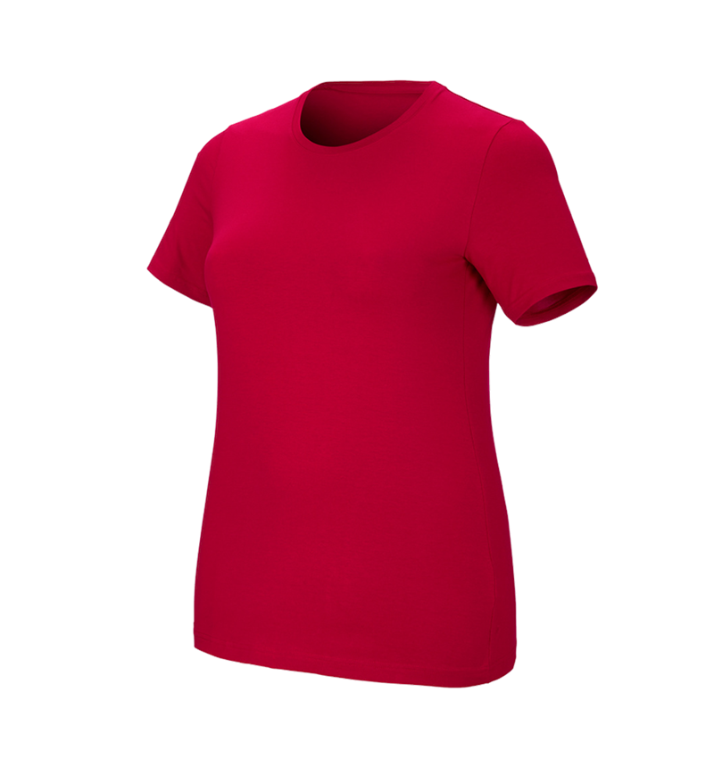 Topics: e.s. T-shirt cotton stretch, ladies', plus fit + fiery red 2