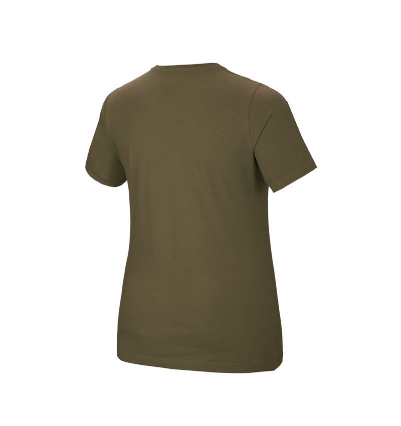 Topics: e.s. T-shirt cotton stretch, ladies', plus fit + mudgreen 3