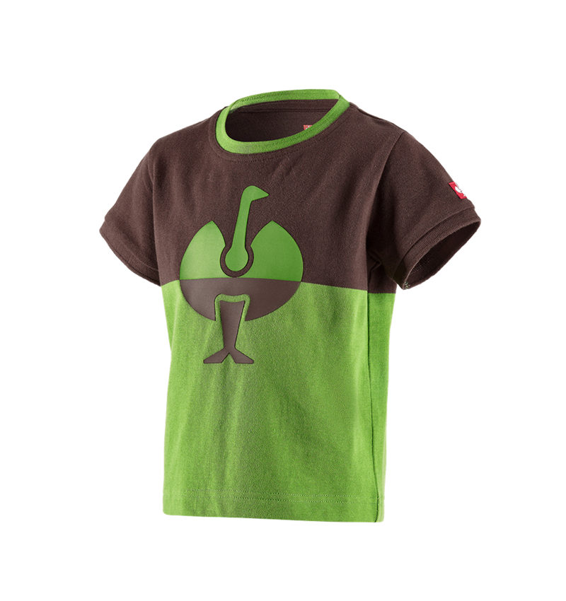 Topics: e.s. Pique-Shirt colourblock, children's + chestnut/seagreen 2