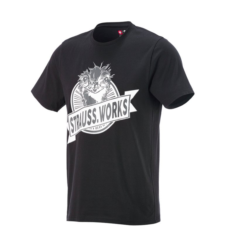 Clothing: e.s. T-shirt strauss works + black/white 2