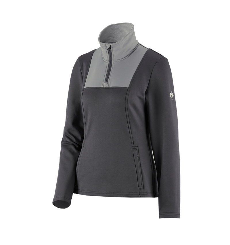 Shirts, Pullover & more: Funct.Troyer thermo stretch e.s.concrete, ladies' + anthracite/pearlgrey 2