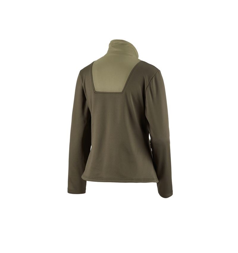 Shirts, Pullover & more: Funct.Troyer thermo stretch e.s.concrete, ladies‘ + mudgreen/stipagreen 3