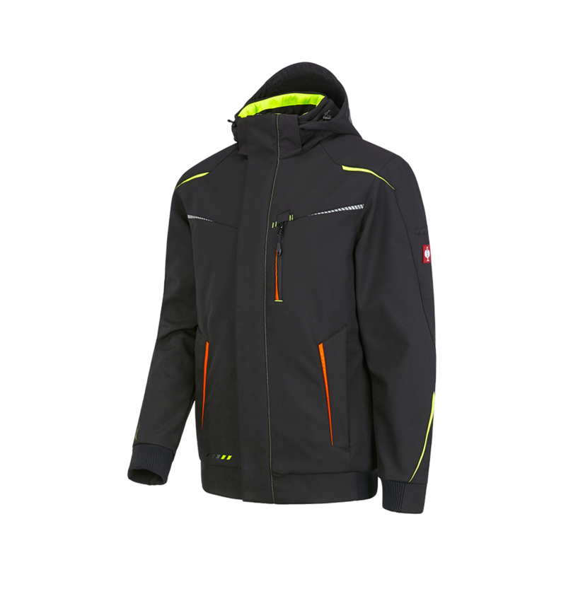 Work Jackets: Winter softshell jacket e.s.motion 2020, men's + black/high-vis yellow/high-vis orange 6