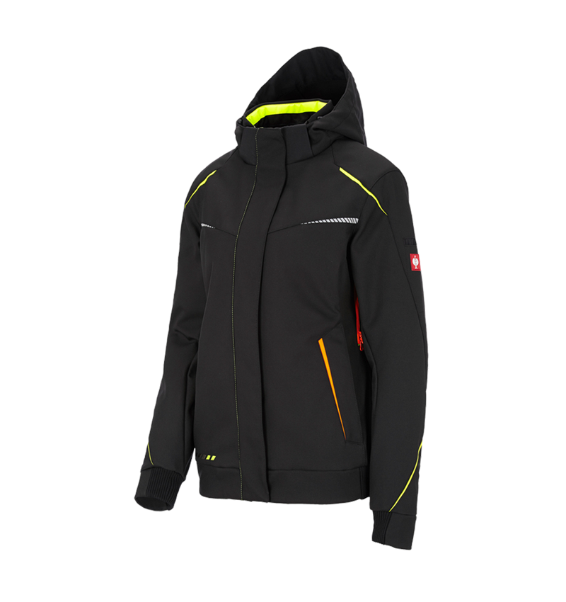 Cold: Winter softshell jacket e.s.motion 2020, ladies' + black/high-vis yellow/high-vis orange 3