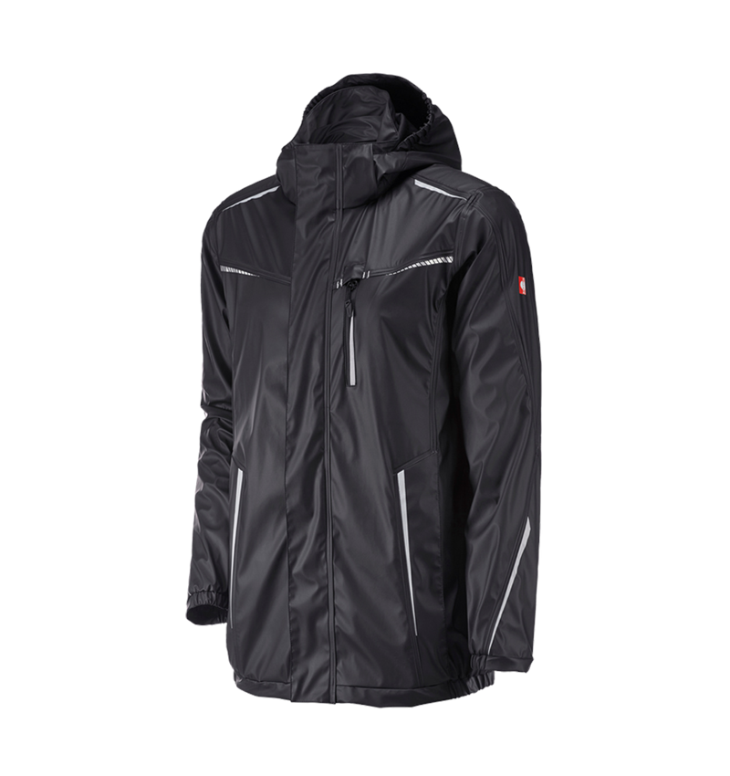 Work Jackets: Rain jacket e.s.motion 2020 superflex + black/platinum
