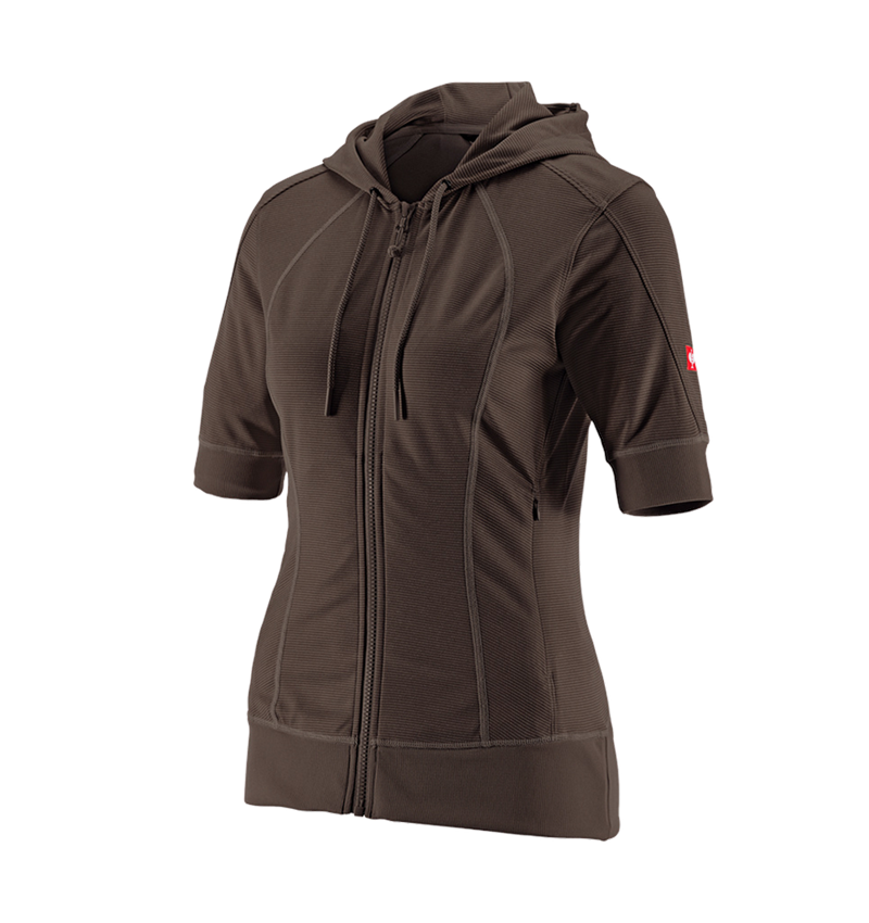 Topics: e.s.Funct. hooded jacket stripe 3/4-sleeve,ladies' + chestnut 1