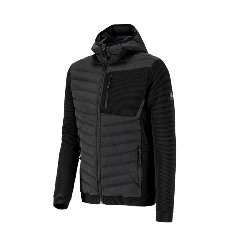 Work Jackets: Hybrid hooded knitted jacket e.s.motion ten + black 1