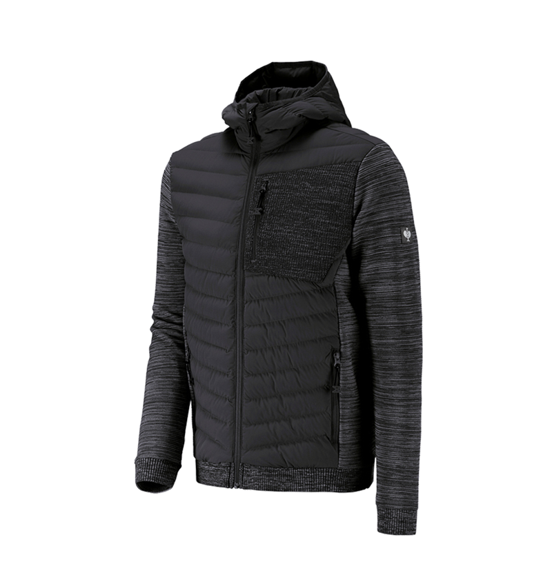 Work Jackets: Hybrid hooded knitted jacket e.s.motion ten + oxidblack melange 1