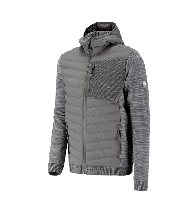 Work Jackets: Hybrid hooded knitted jacket e.s.motion ten + granite melange 1