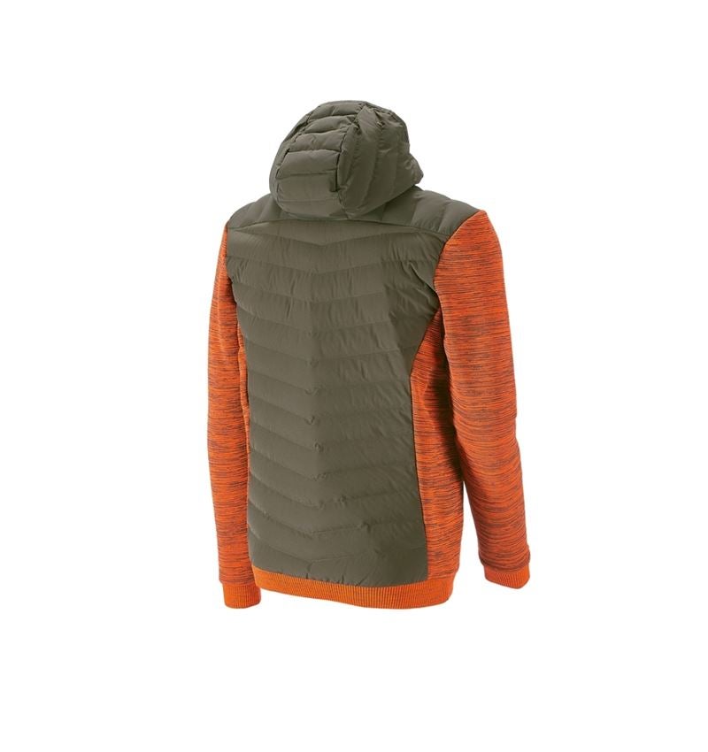 Work Jackets: Hybrid hooded knitted jacket e.s.motion ten + disguisegreen/high-vis orange melange 3